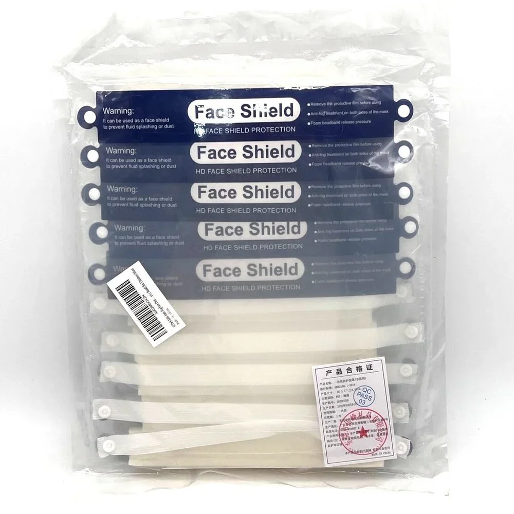 10 Pack Kids Anti-Fog HD Face Shields Protection With Elastic Band Foam Headband